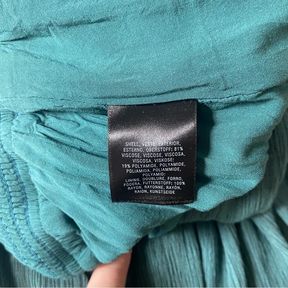 Anthropologie Bionda Plisse Wide Leg Jumpsuit Size XL Turquoise - Picture 8 of 13